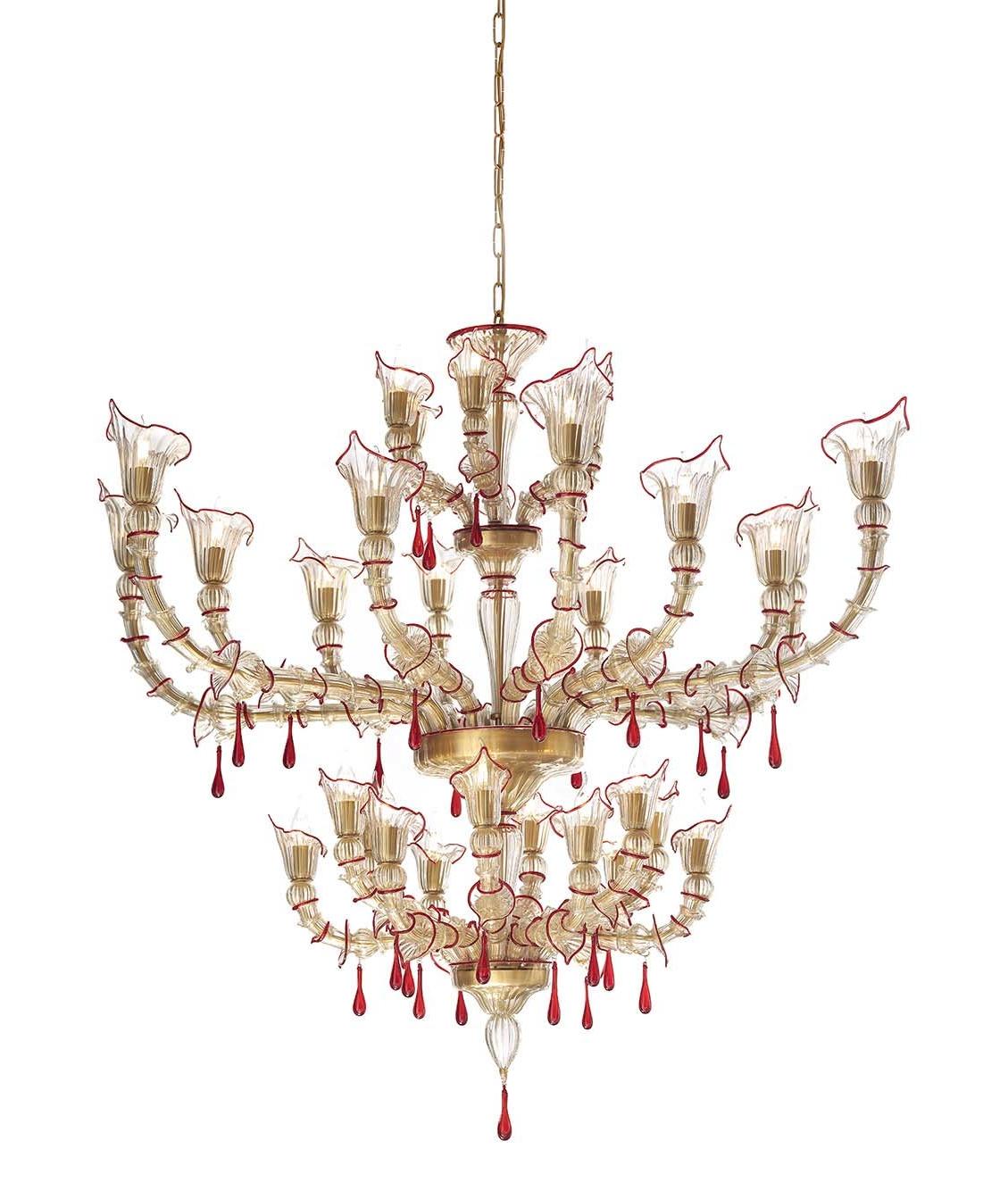 Gold Rezzonico Murano Glass Chandelier