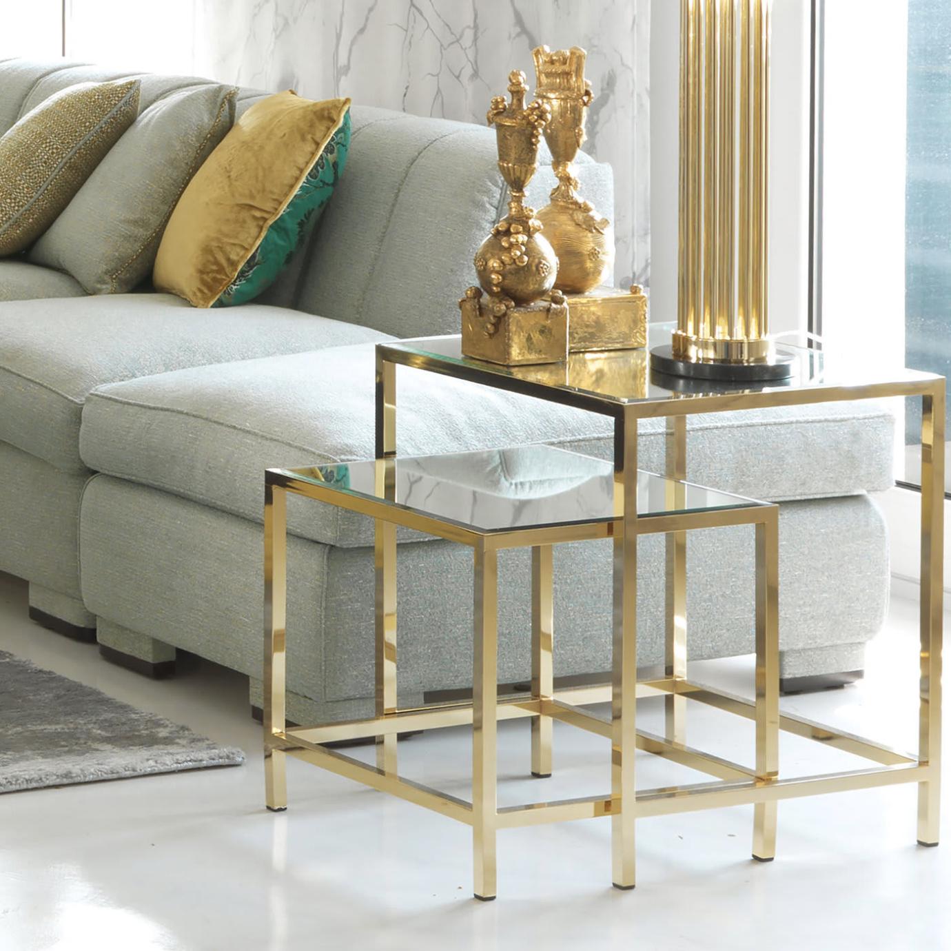 Set Of 2 Mirror Top Coffee Tables