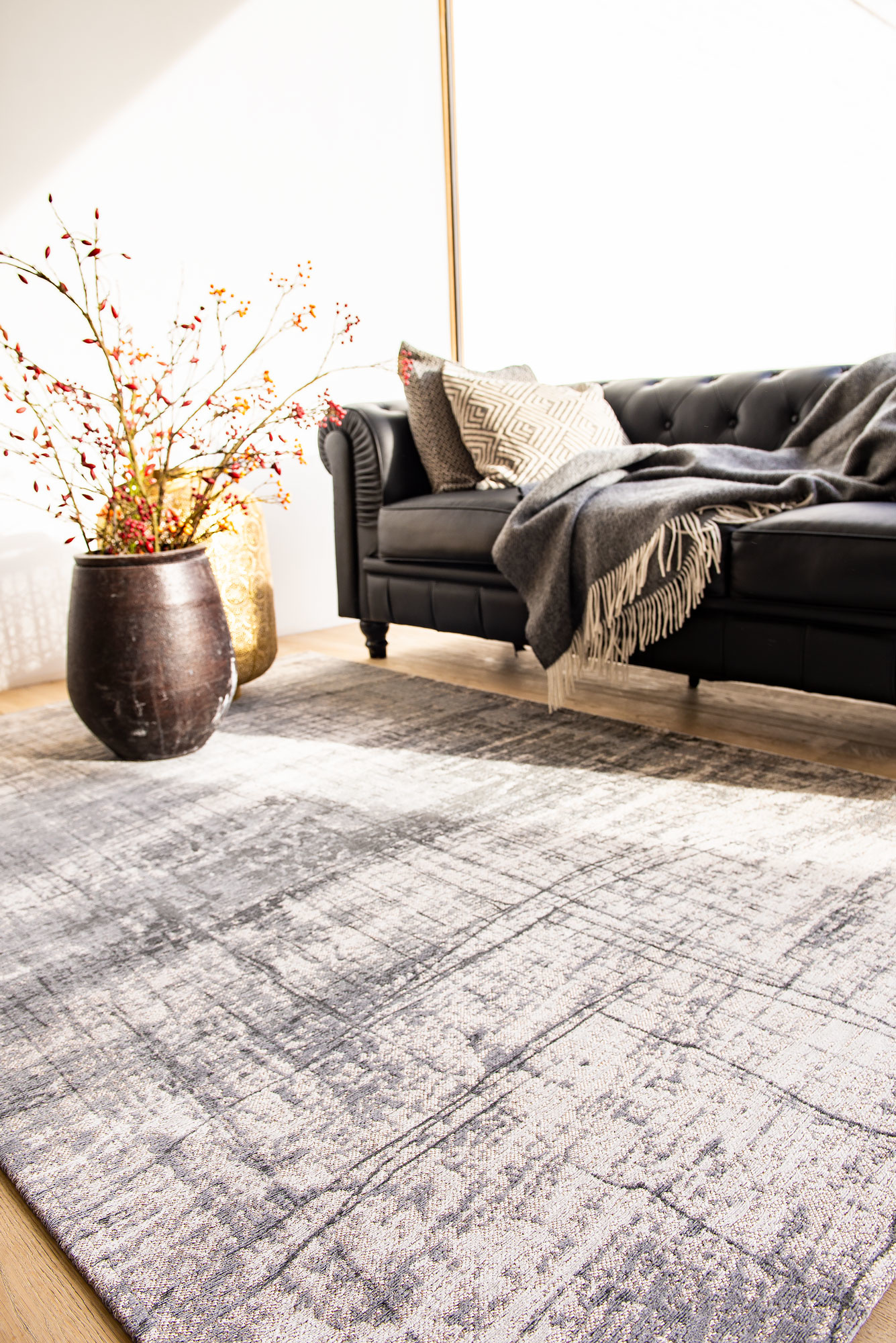 Abstract Flatwoven Grey Rug