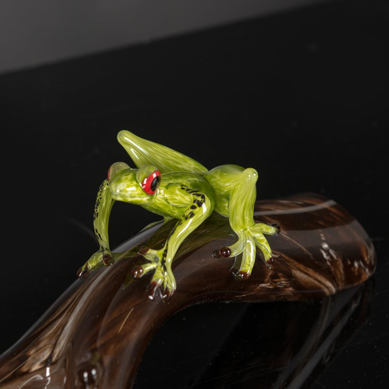 Glass Frog on Branch Figurine