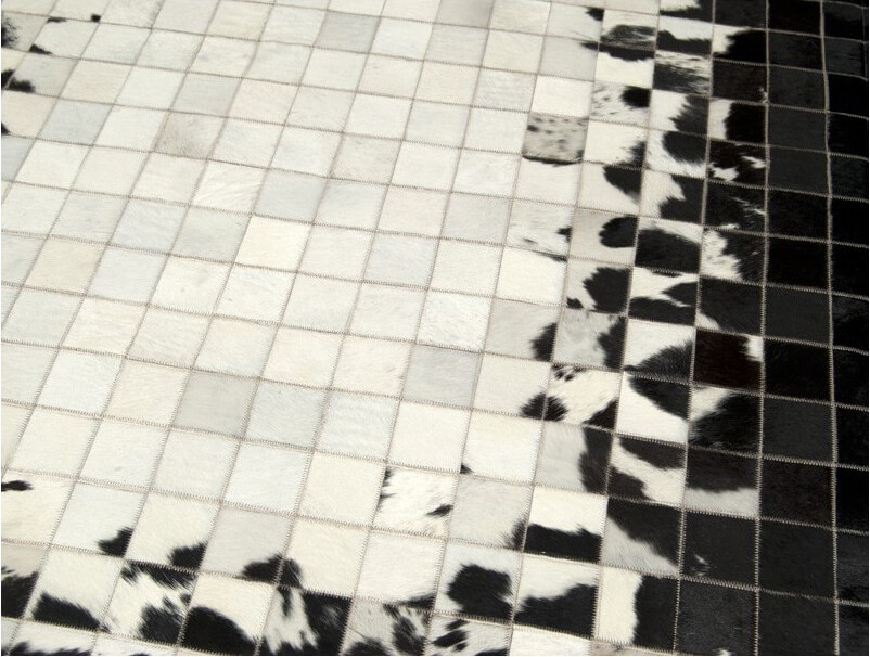 Mosaic Black & White Cowhide Rug