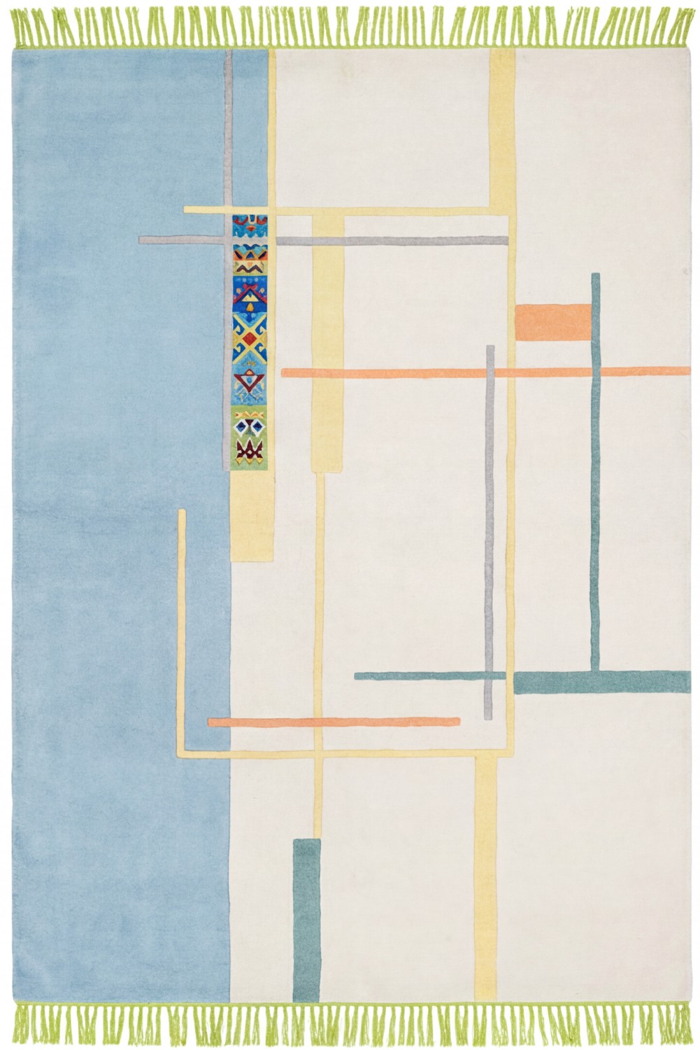 Linear Atlas Blue Handcrafted Rug