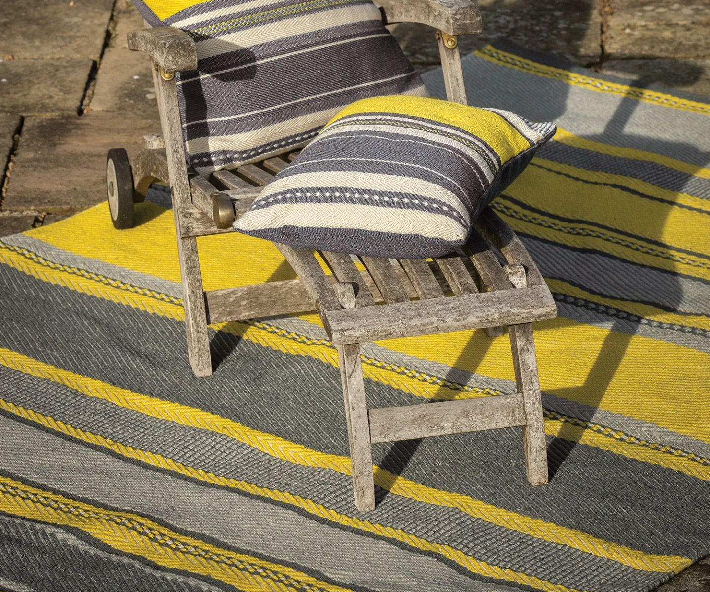 Designer Striped Citron Outdoor Rug