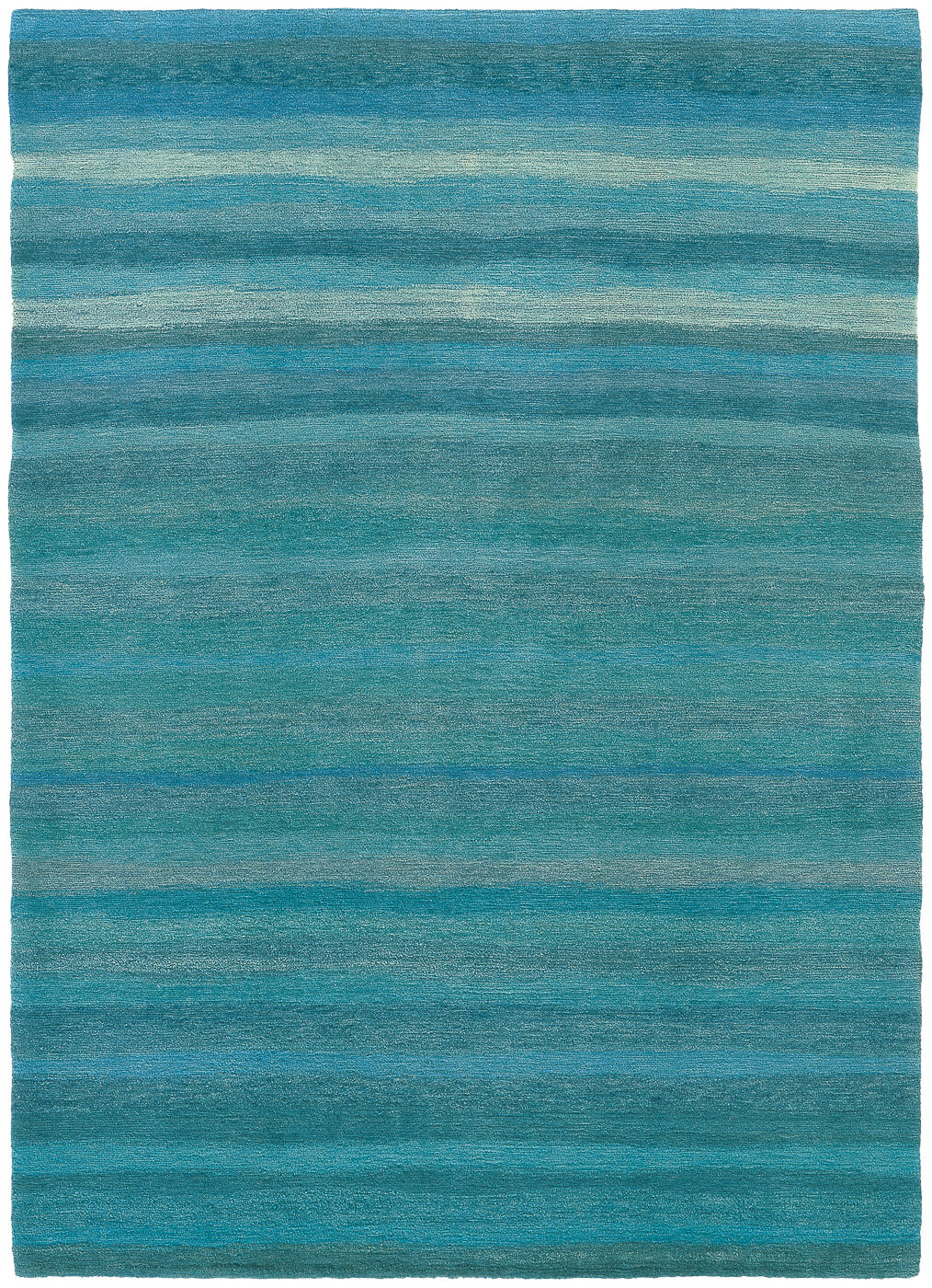 Aqua Striped Hand-Knotted Rug