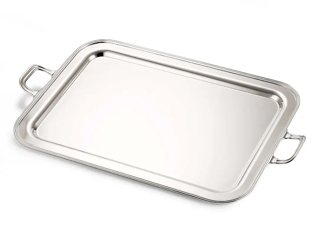 Silver-Plated Rectangular English Tray with Handles