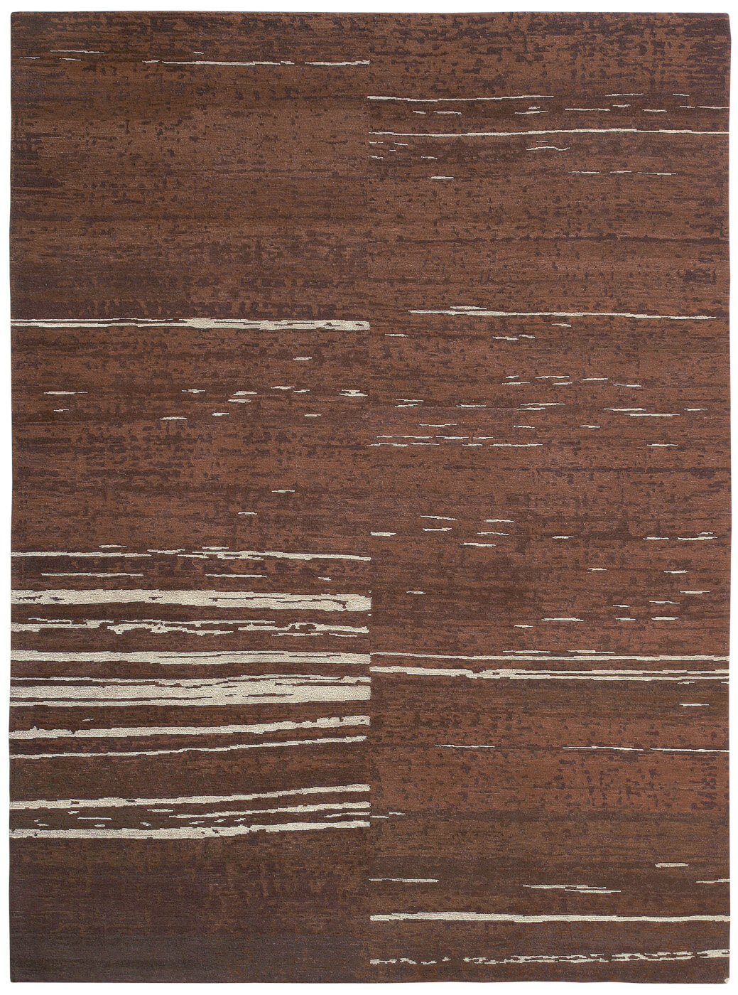 Hand-Knotted Wool Brown Rug