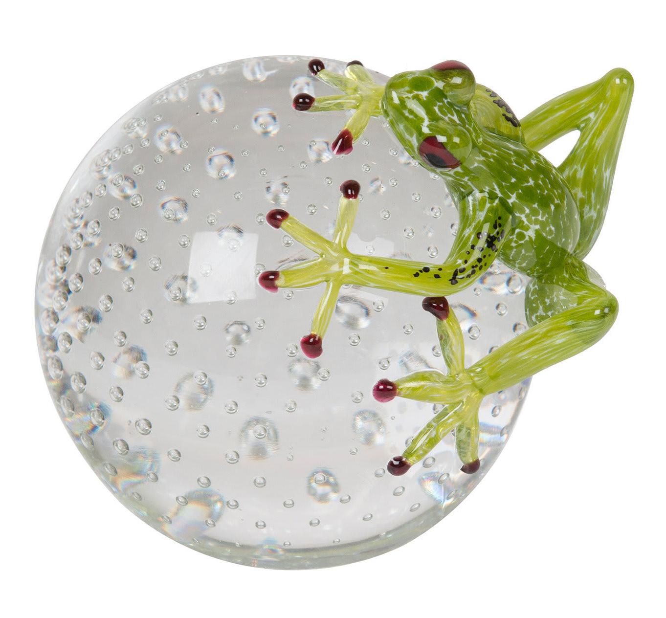 Frog on Sphere Green Figurine
