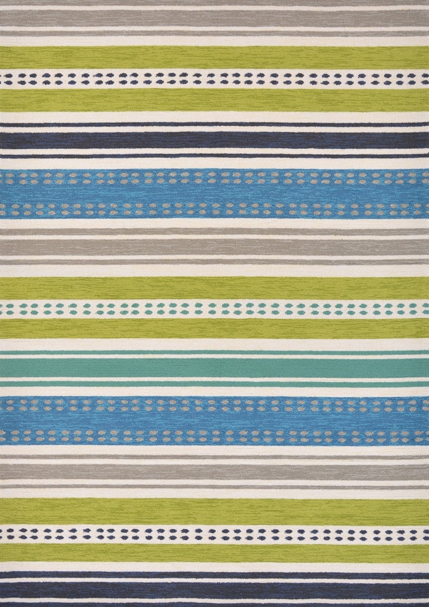 Stripes Green & Blue Outdoor Handtufted Rug