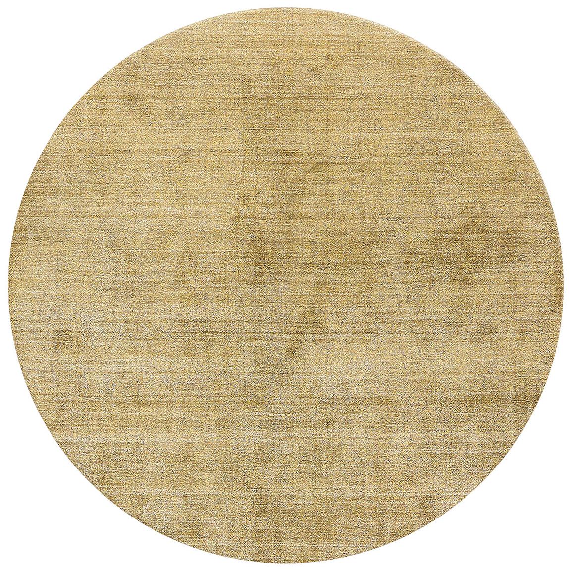 Round Gold Silk Rug