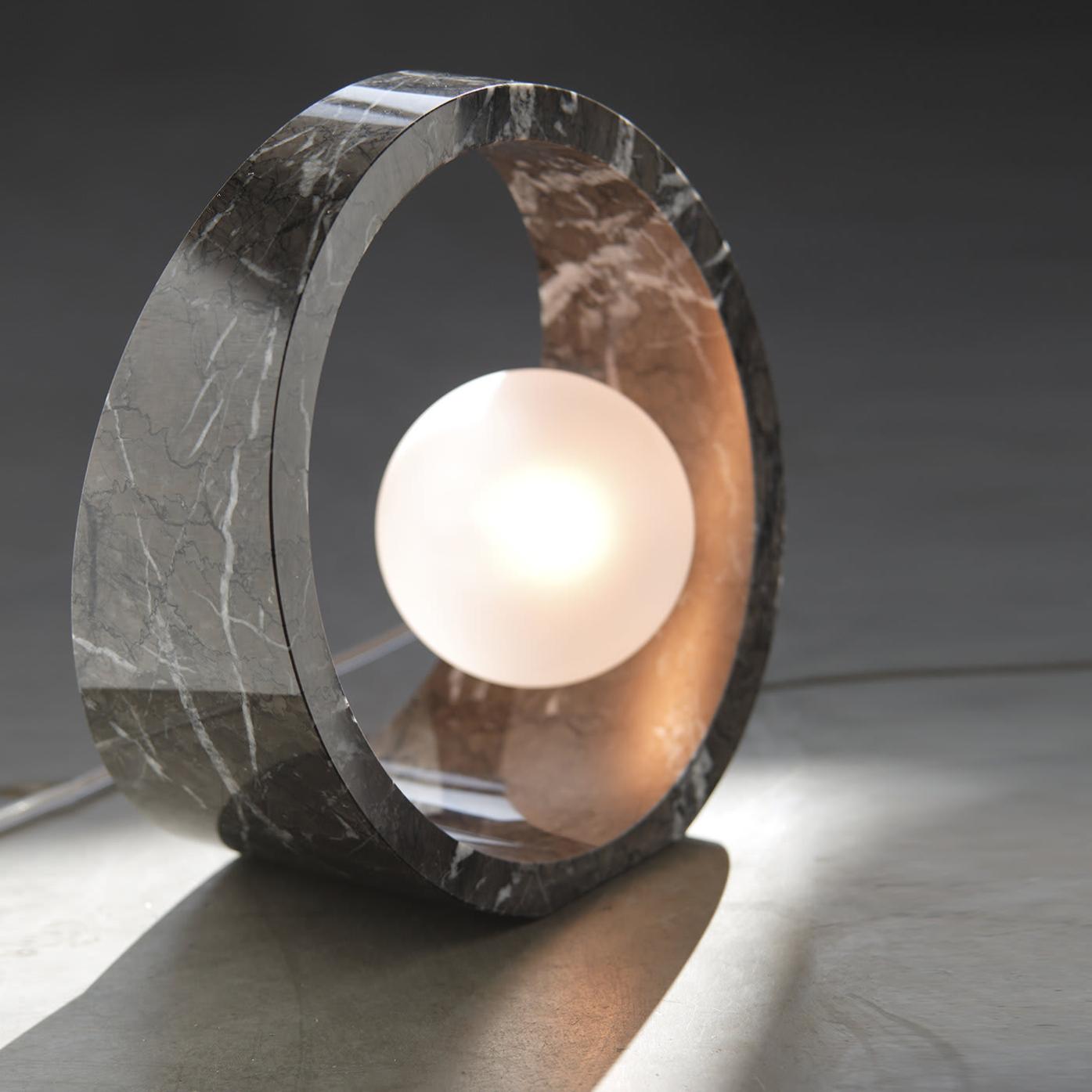 Marble Black Carnico Table Lamp with Frosted Glass