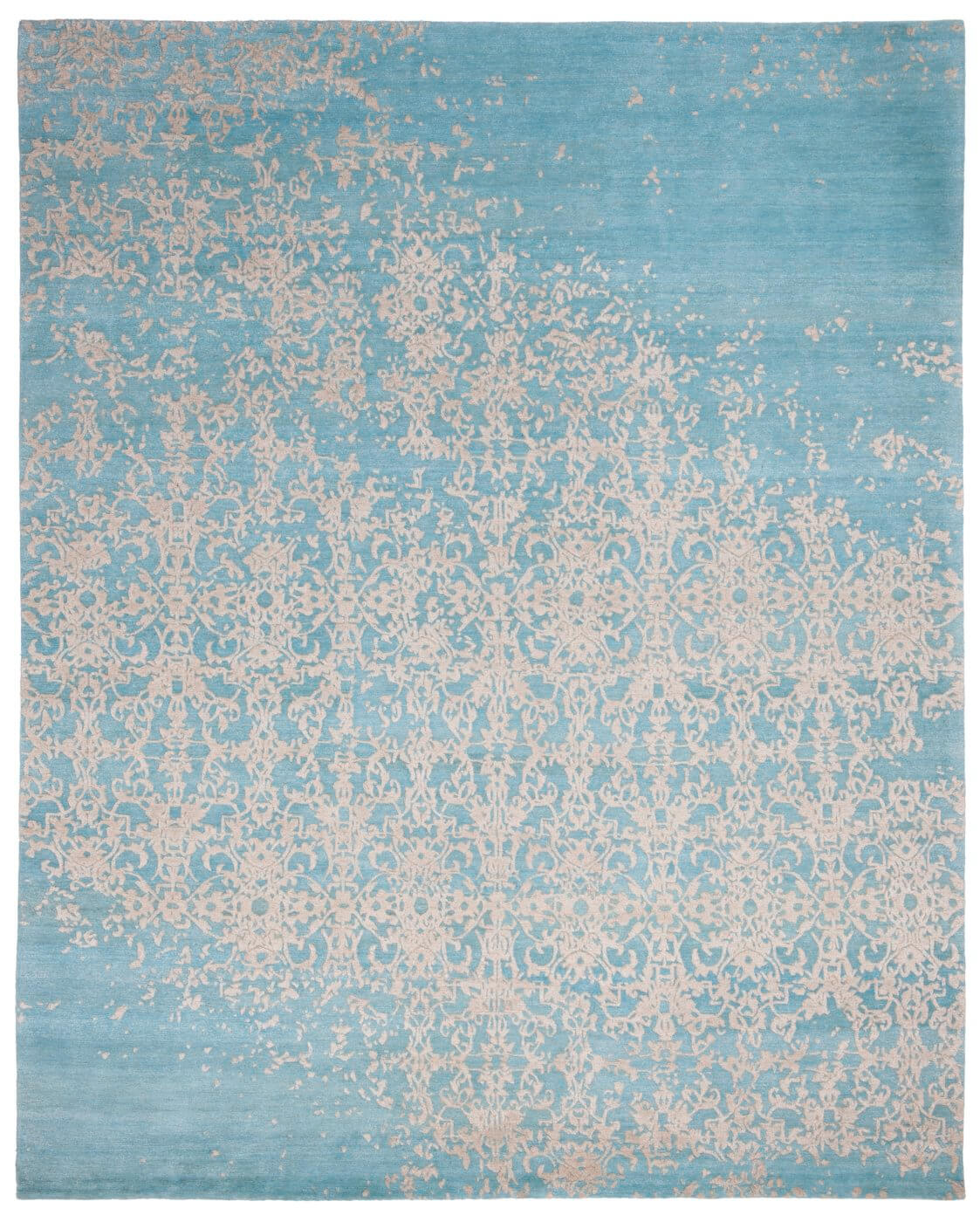 Faded Hand-knotted Blue Rug