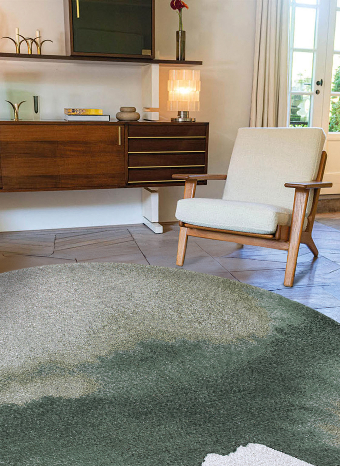 Palm Green Round Rug