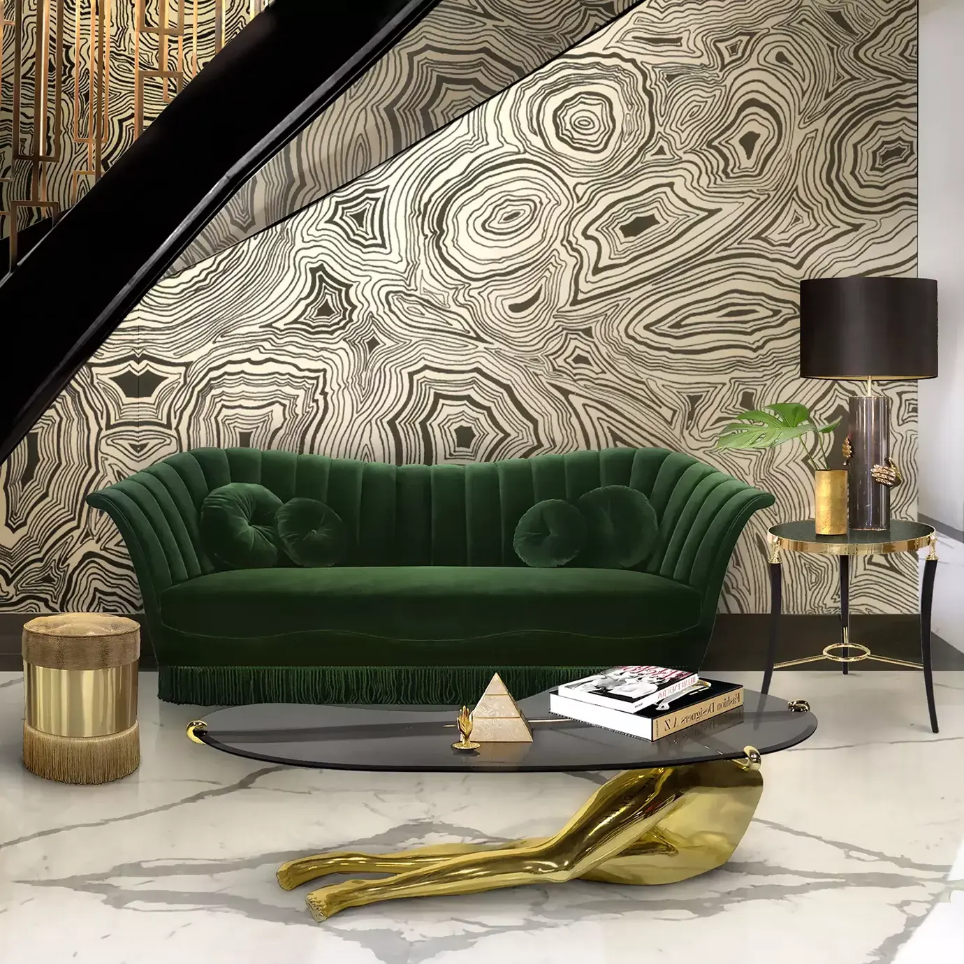 Gisette Peacock Feather Side Table