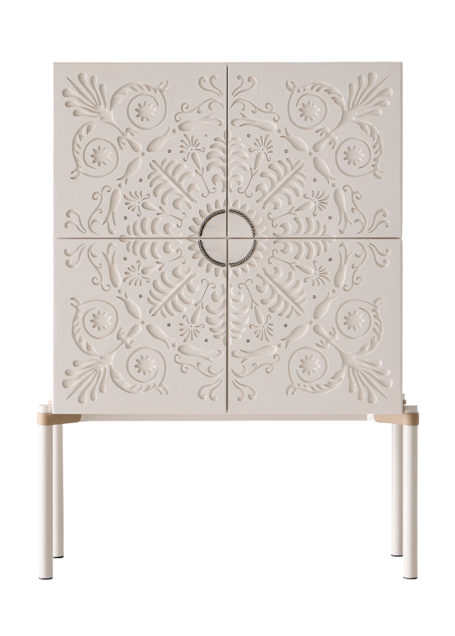 Alexandra Contemporary White Bar Cabinet
