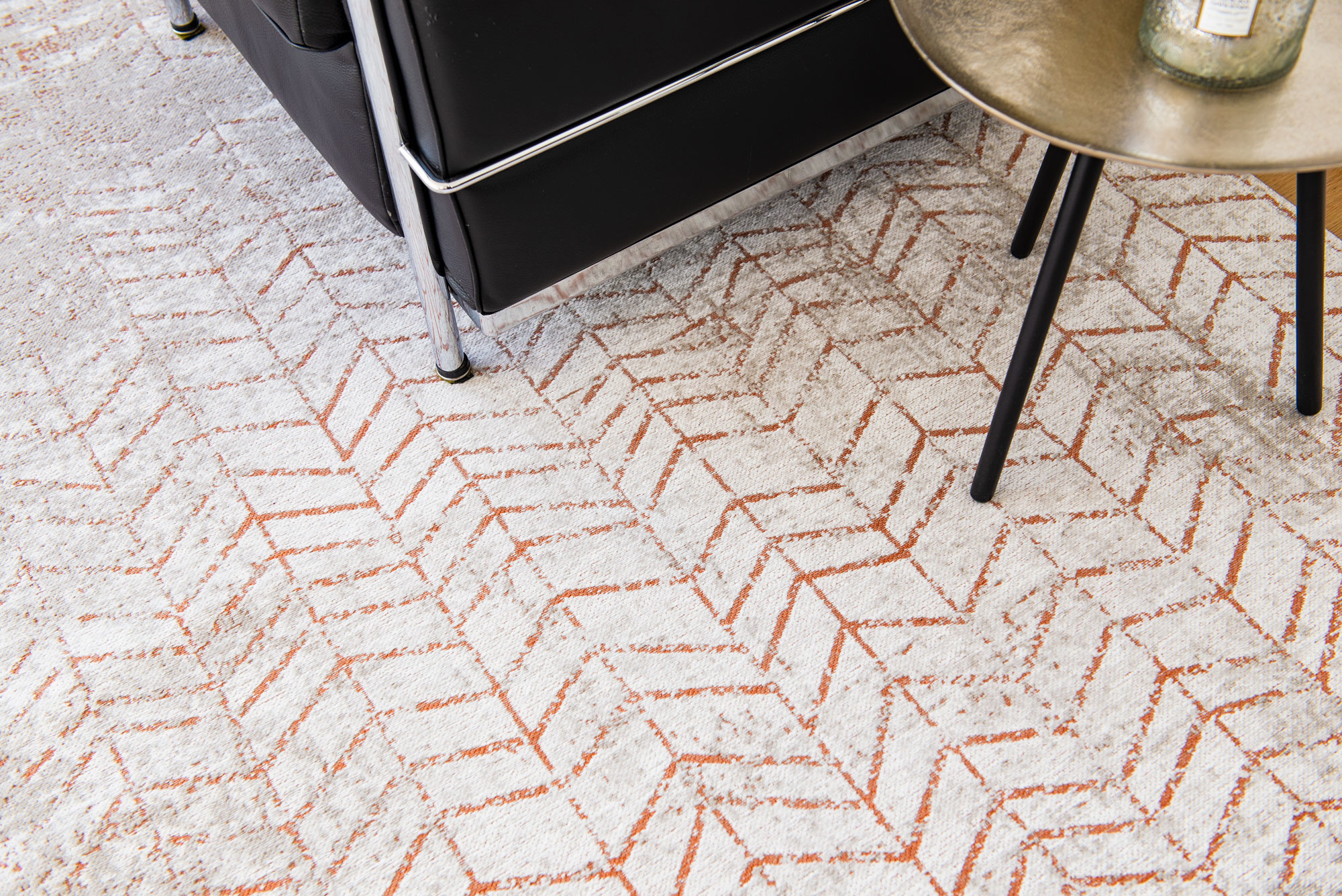 Orange & Grey Belgian Flatwoven Rug