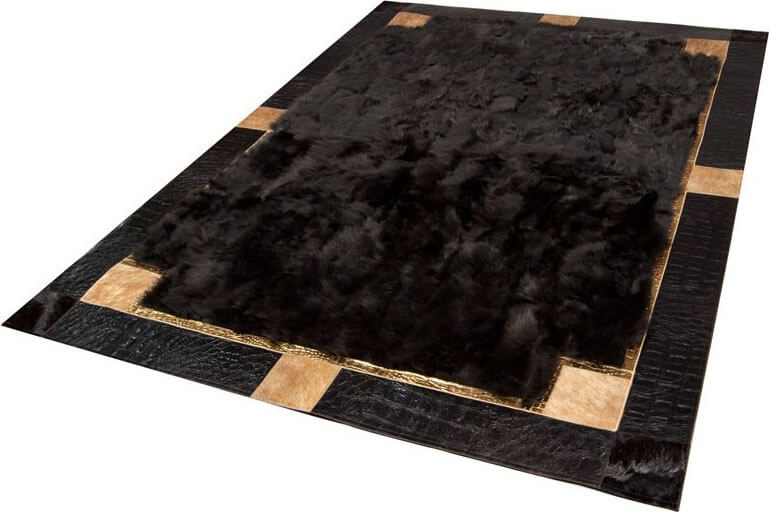 Tuscany Brown/Gold Real Fur Rug | Size: 8' 10