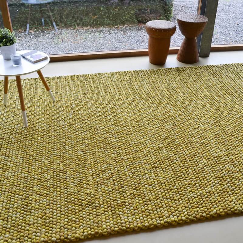 Handwoven Yellow Wool / Jute Rug