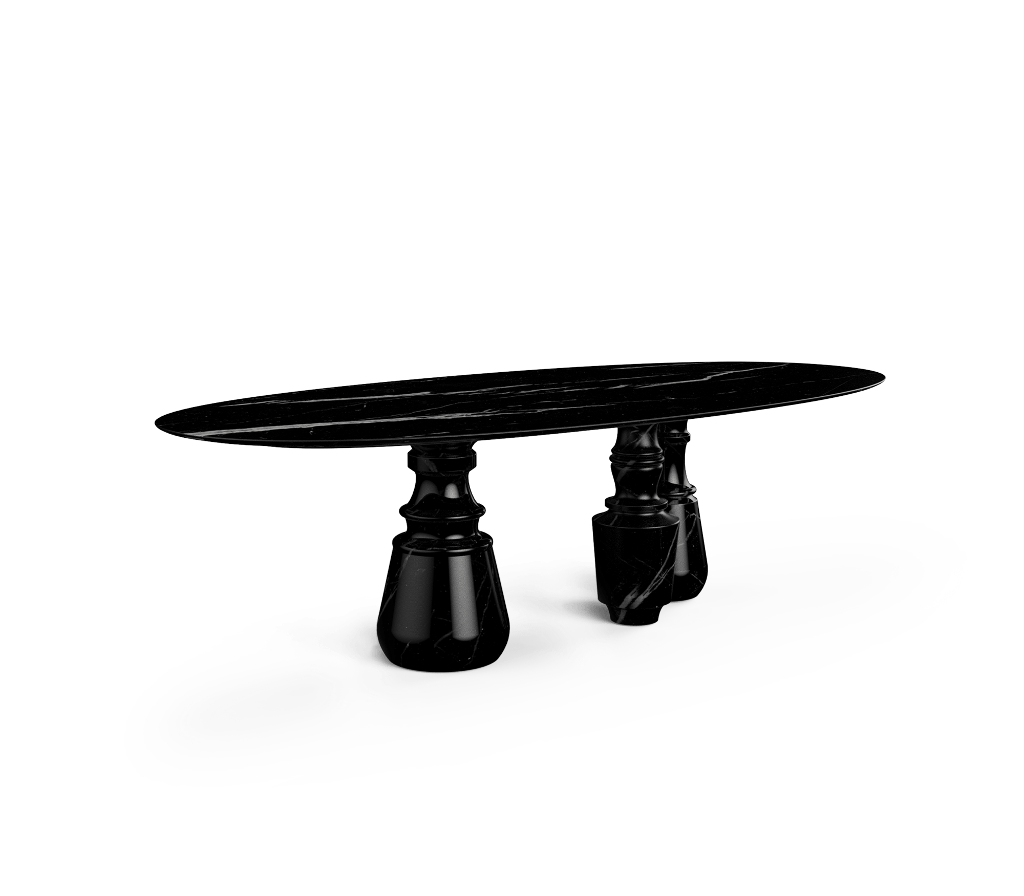 Obsidian Oval XL Nero Marquina Dining Table