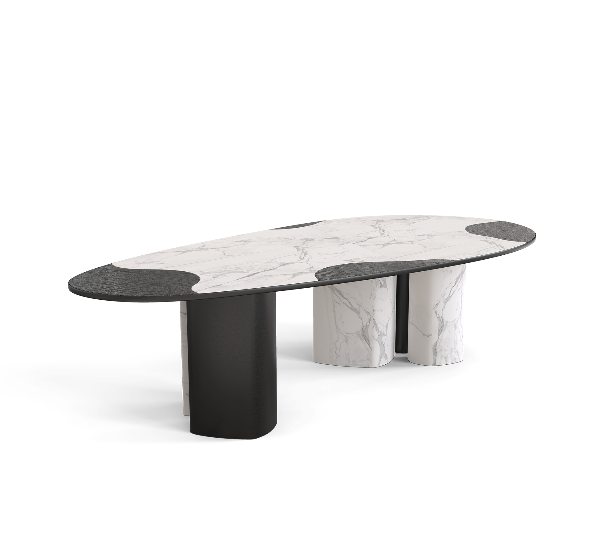 Athena Carrara Marble & Onyx Dining Table