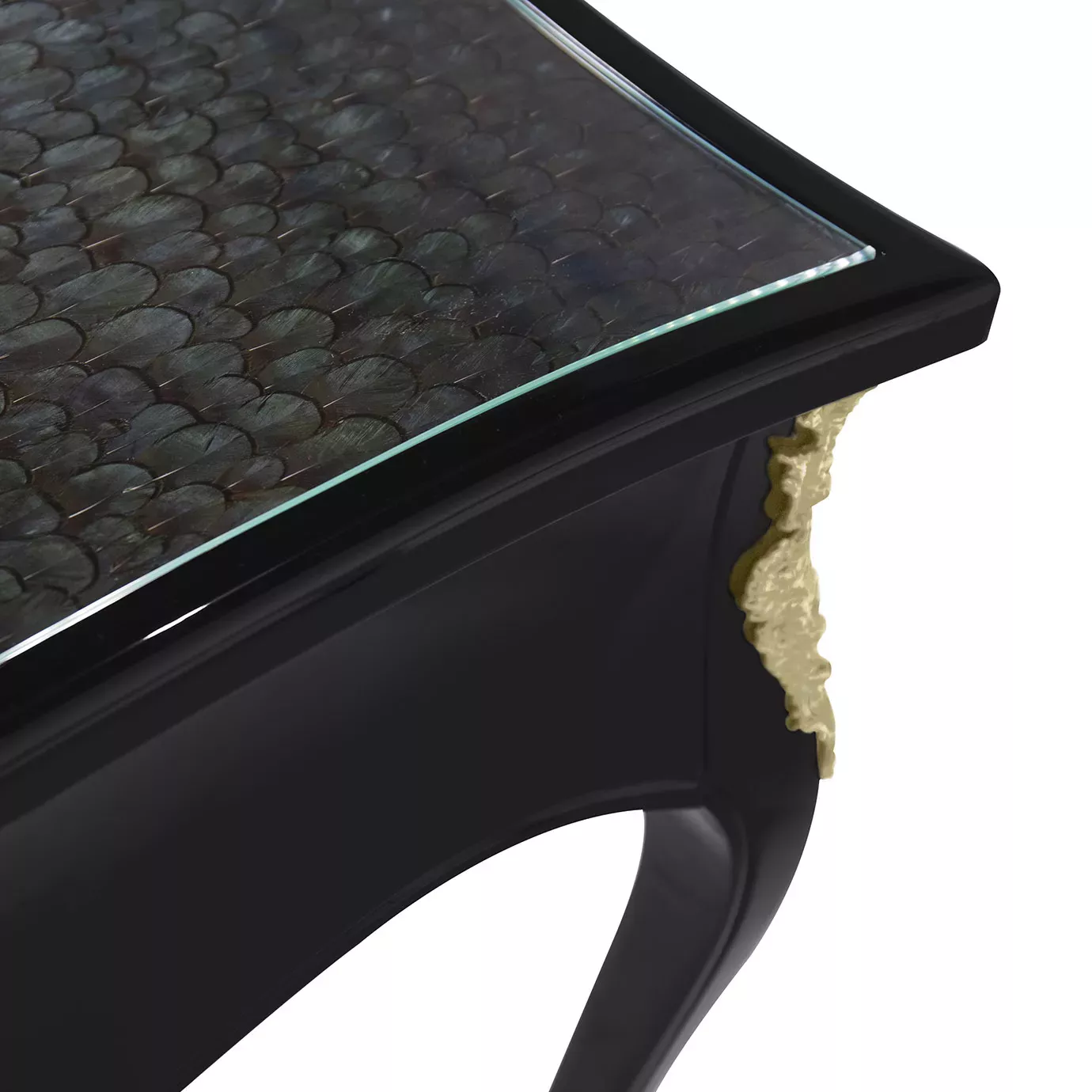 Exotic Peacock Feather Top Ormolu Desk