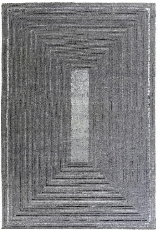 Hand-Knotted Grey Border Wool / Viscose Rug