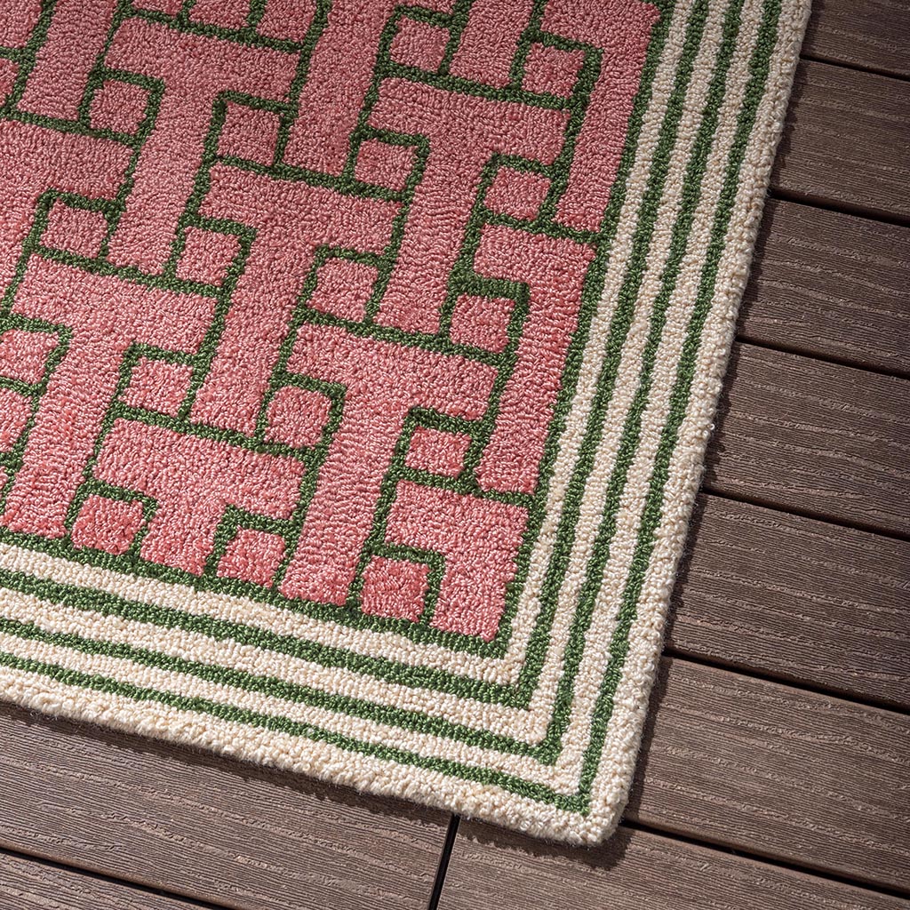 Monogram Pink Rug for Outdoor Use