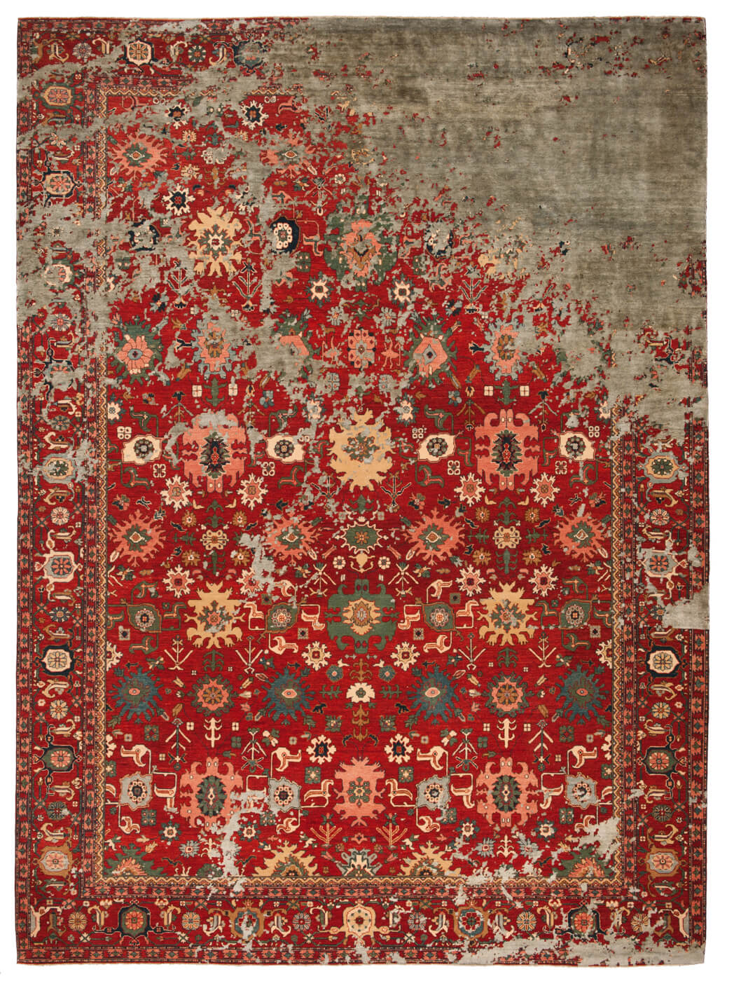 Faded effect Hand Knotted Vintage Rug