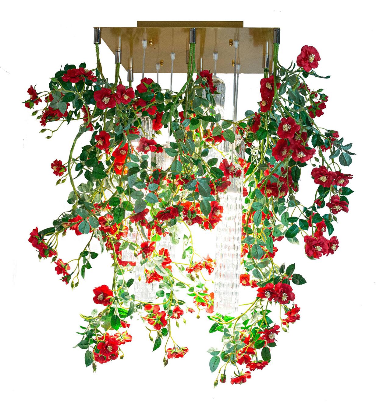 Red Roses Square Chandelier