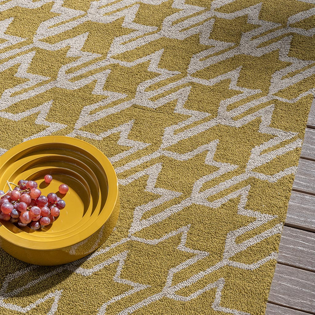 Houndstooth Yellow Outdoor Rug