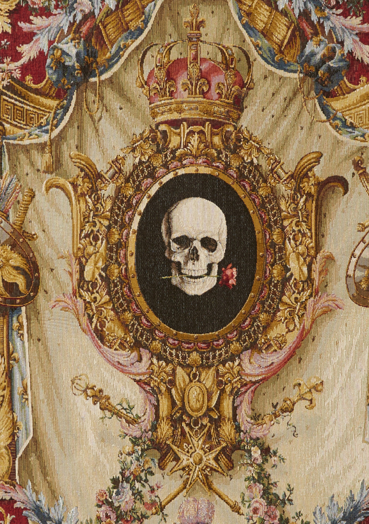 Skull and Coat of Arms Tapestry