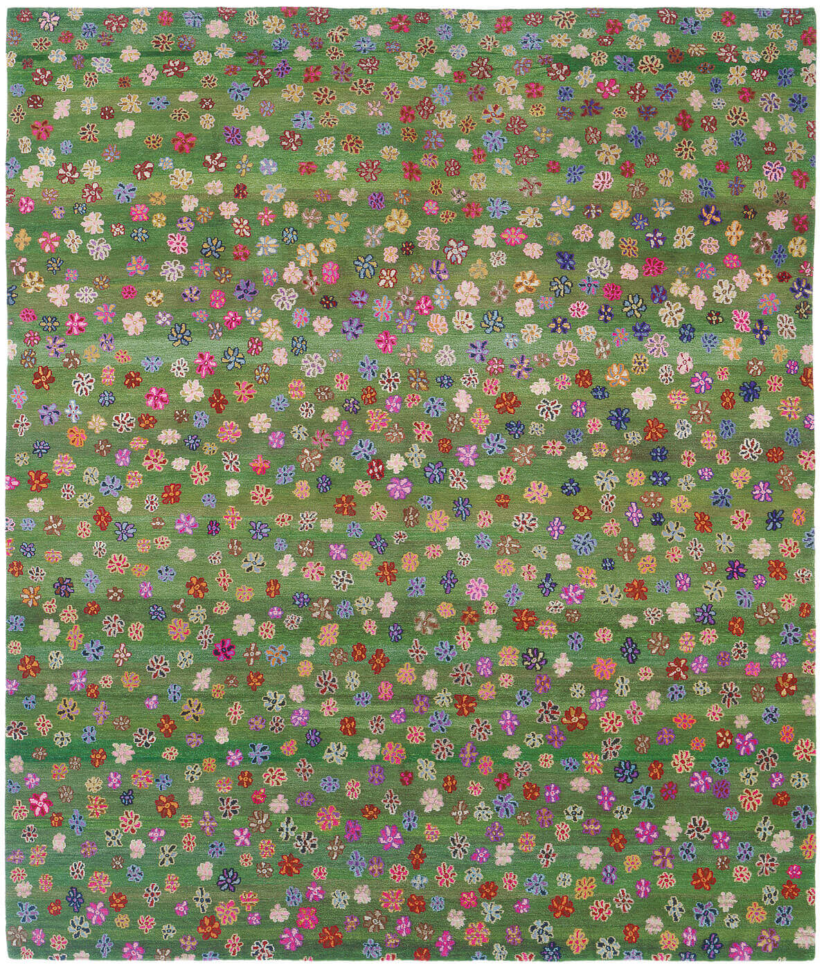 Flowers Green Hand-Knotted Rug