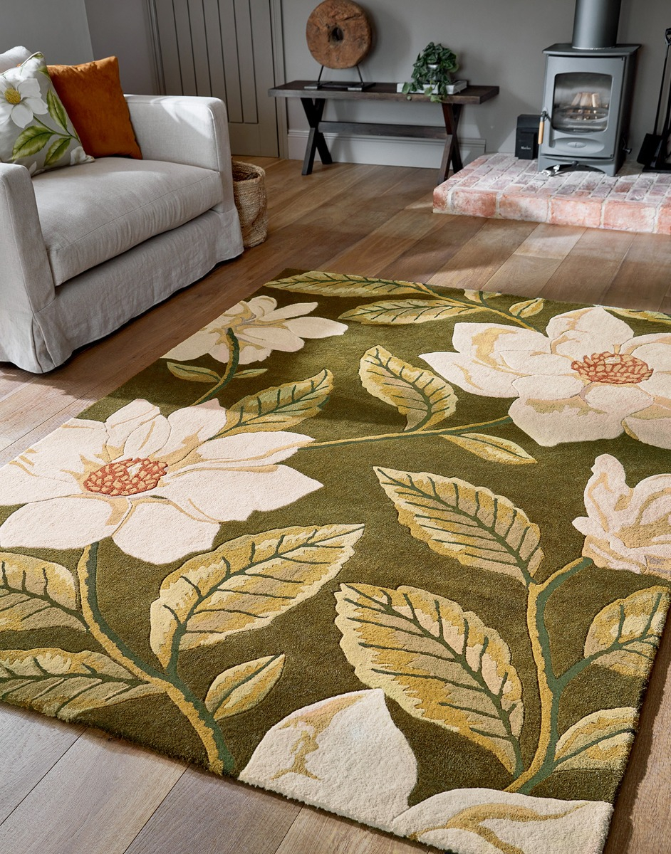 Grandiflora Olive Hand-Tufted Wool Rug
