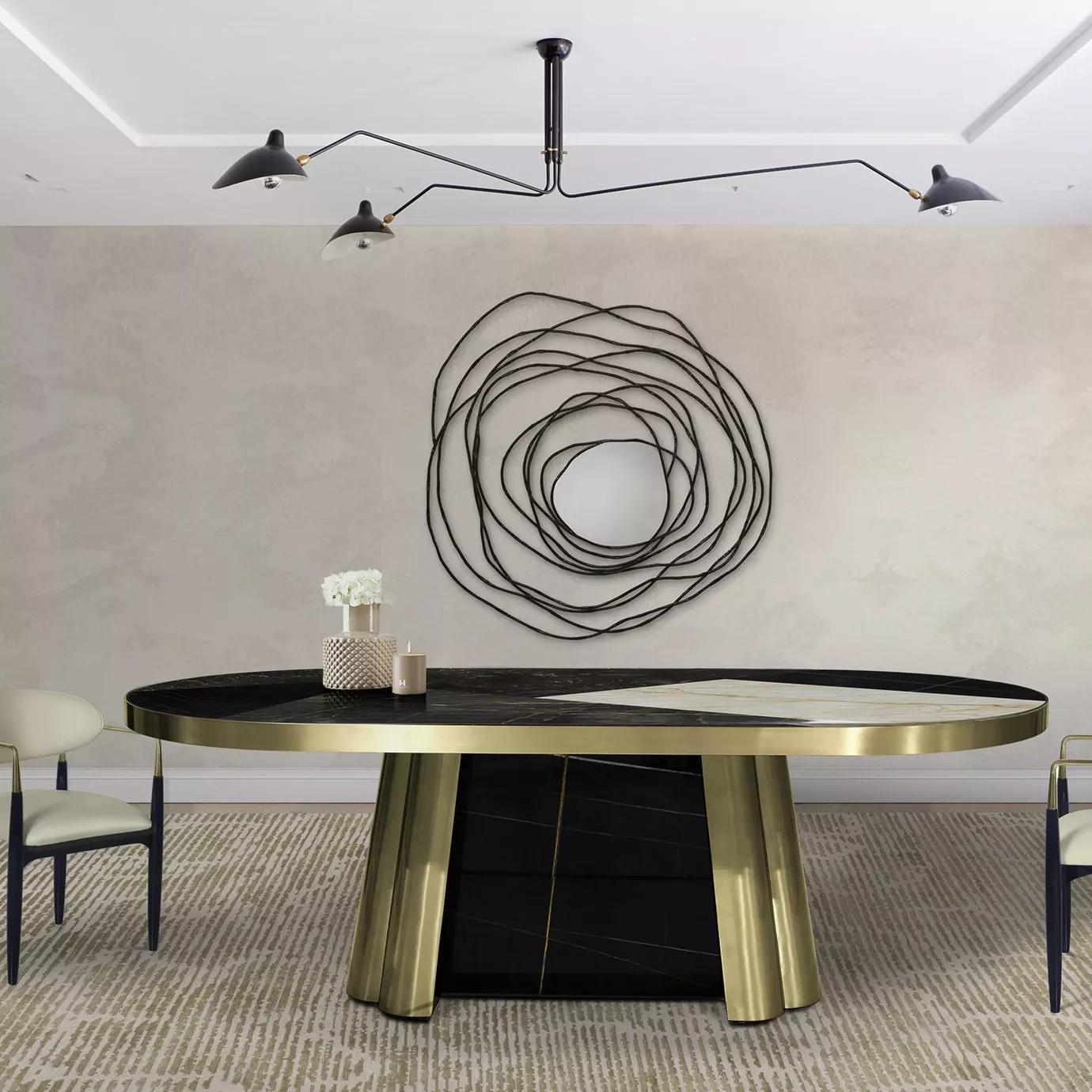 Decovita Black & Gold Granite Dining Table