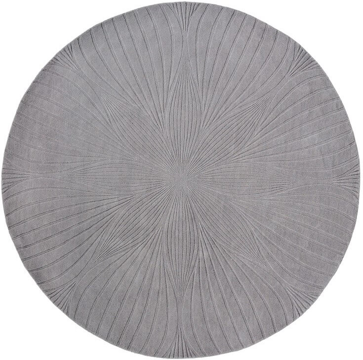 Grey Wool Embossed Circle Rug