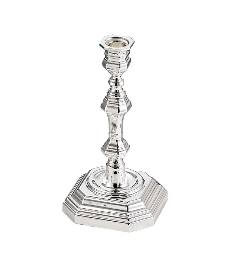 Silver-Plated Octagonal English Candlestick