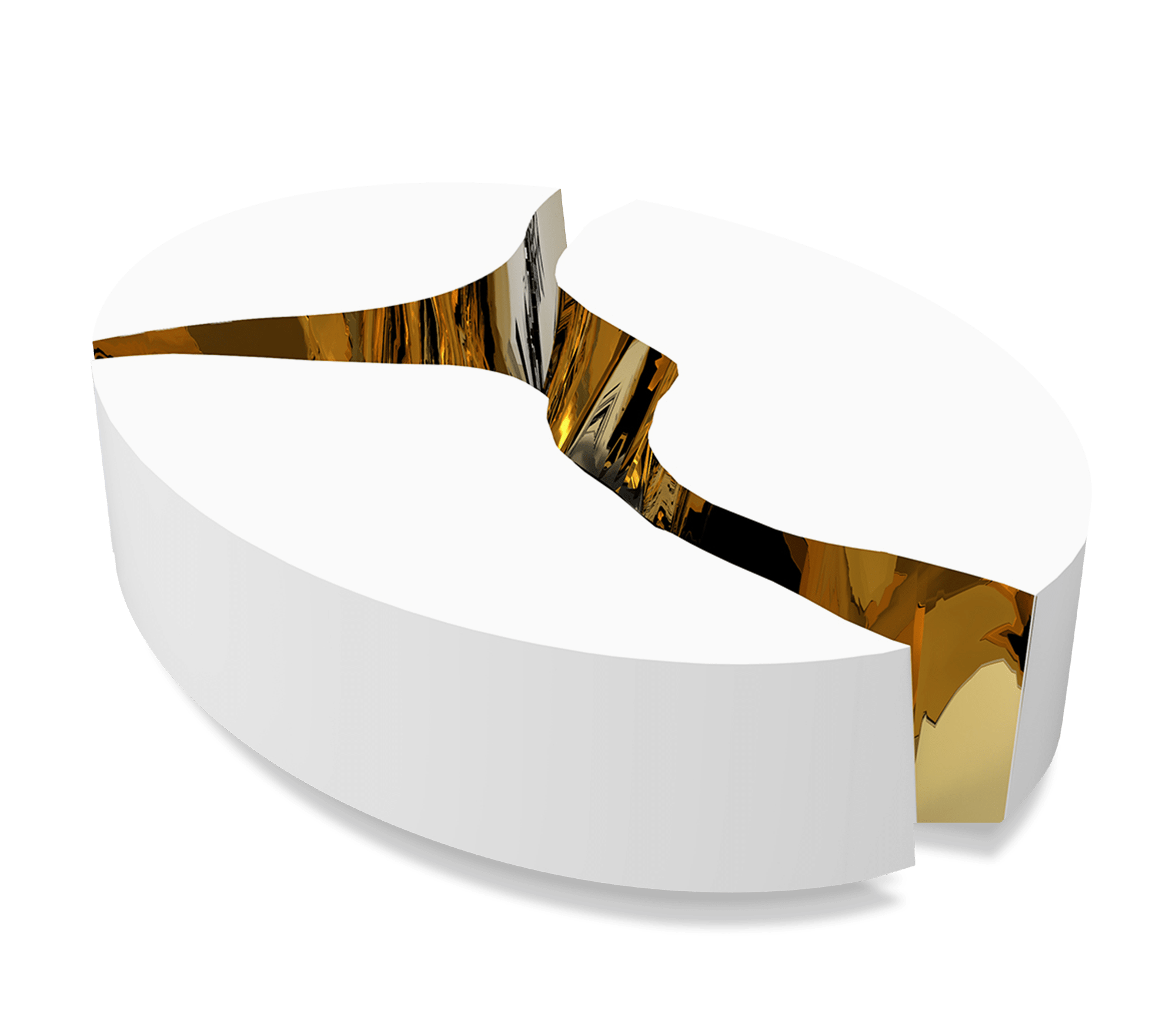 Fissure Oval White Coffee Table