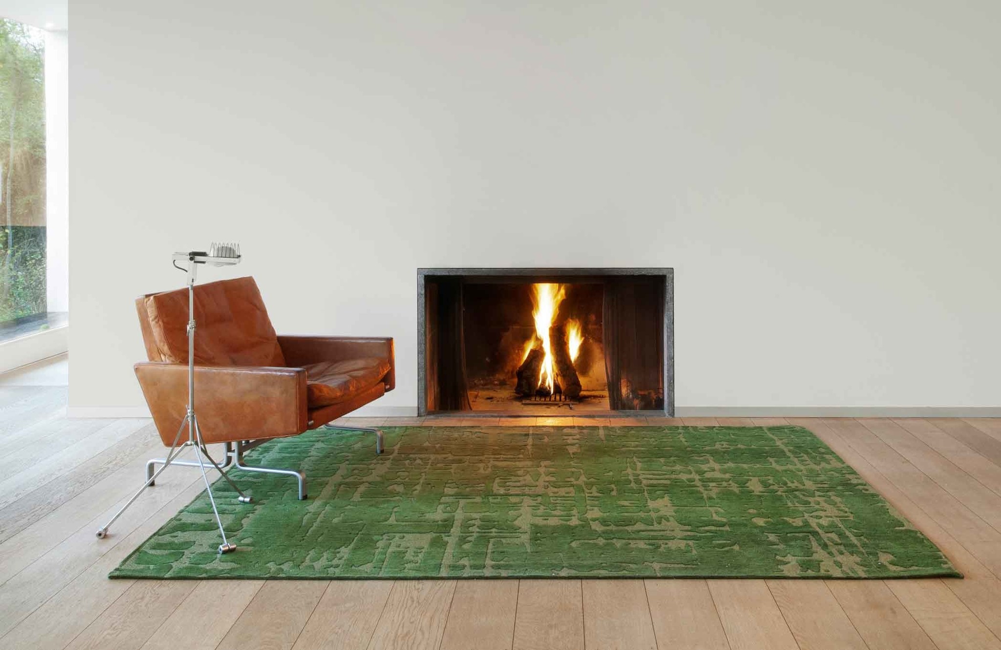 Abstract Green Belgian Rug ☞ Size: 2' 7" x 5' (80 x 150 cm)