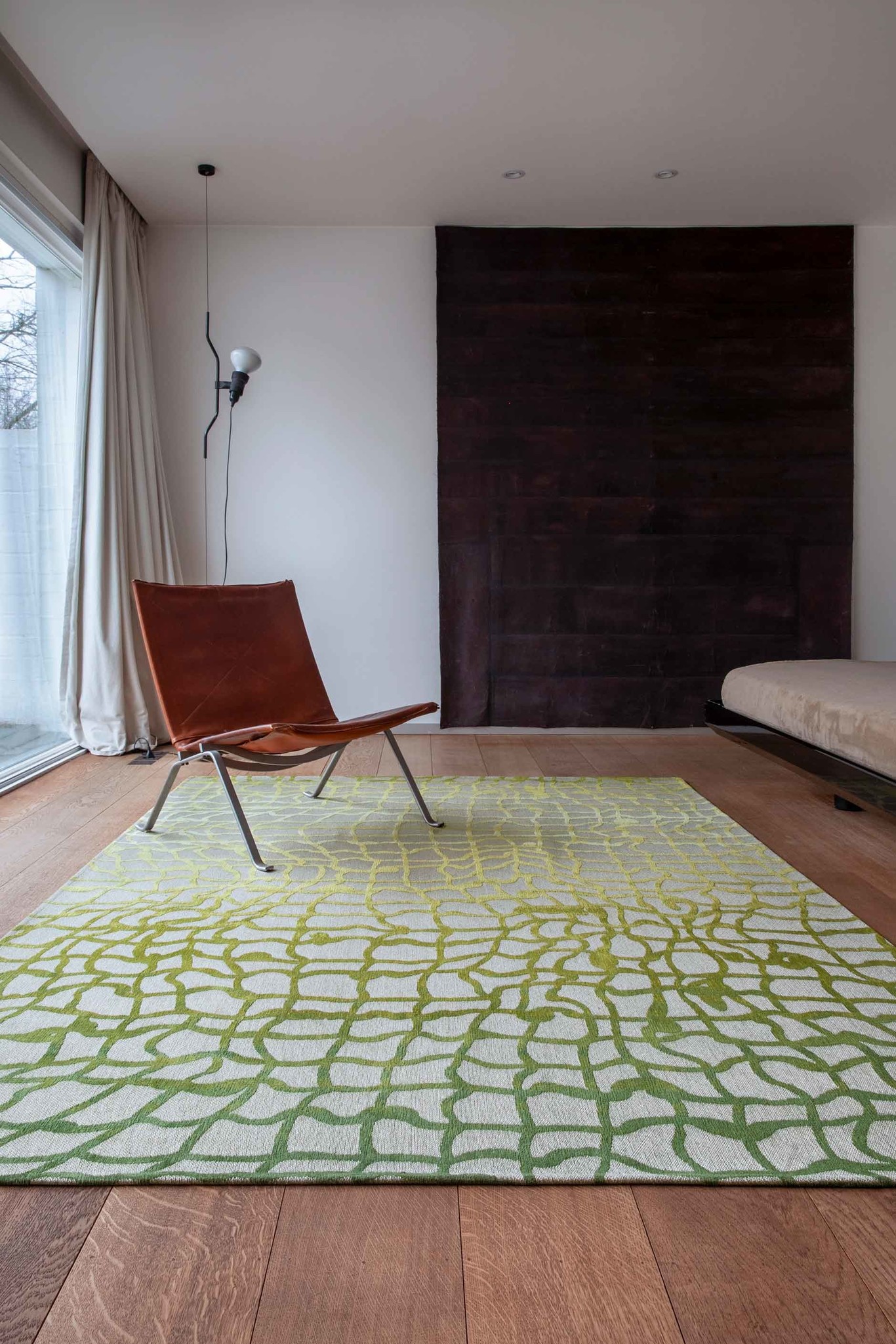 Green Flatwoven Rug ☞ Size: 9' 2" x 13' (280 x 390 cm)