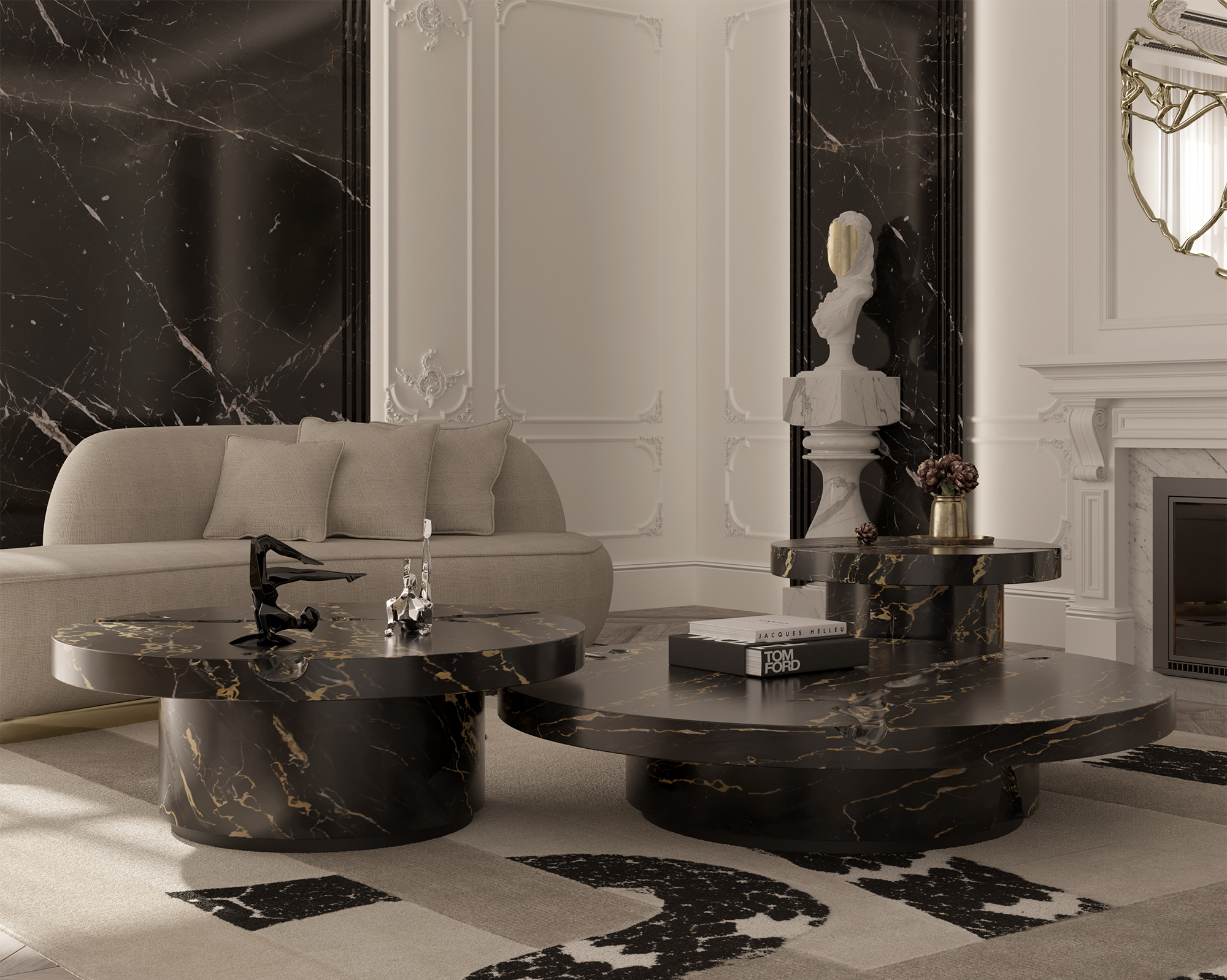 Dominion Portoro Marble 3-Piece Center Table Set