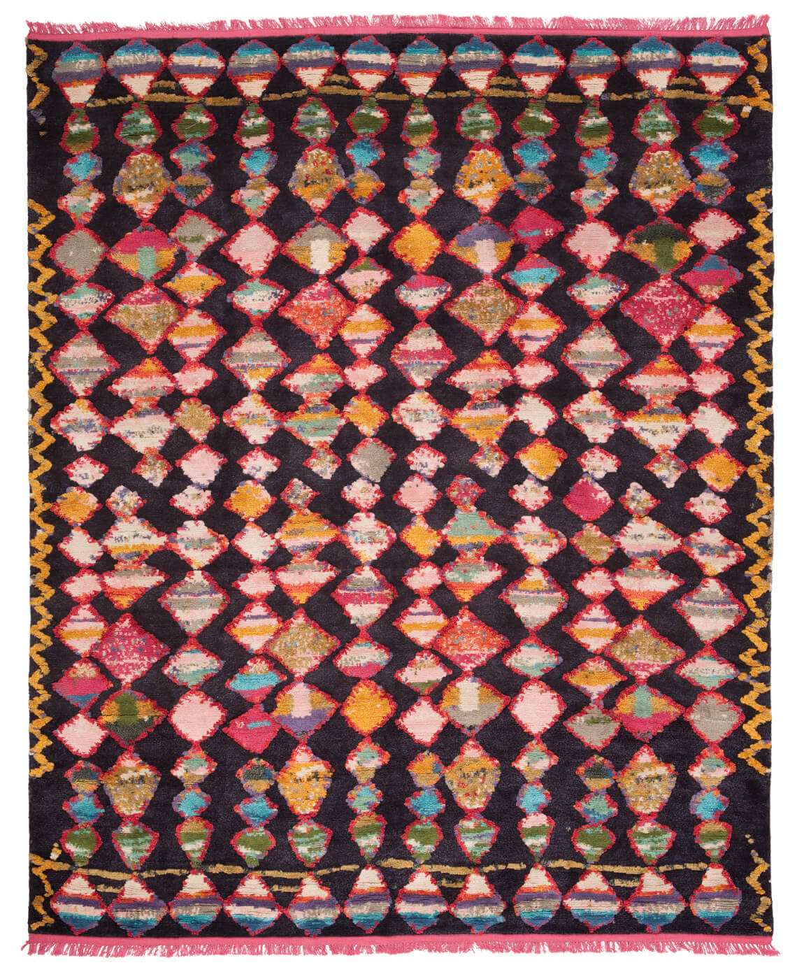 Hand-knotted Wool & Silk Multicolour Rug