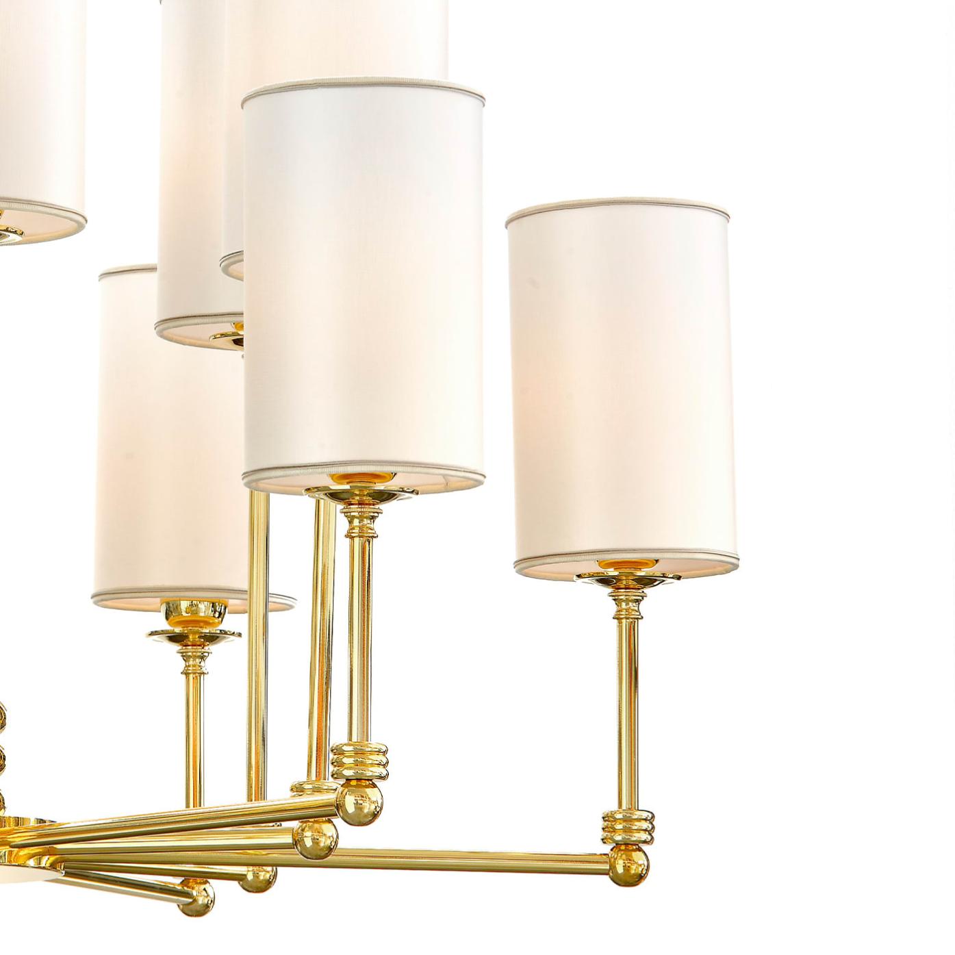 Polished Gold Brass Chandelier with Shades