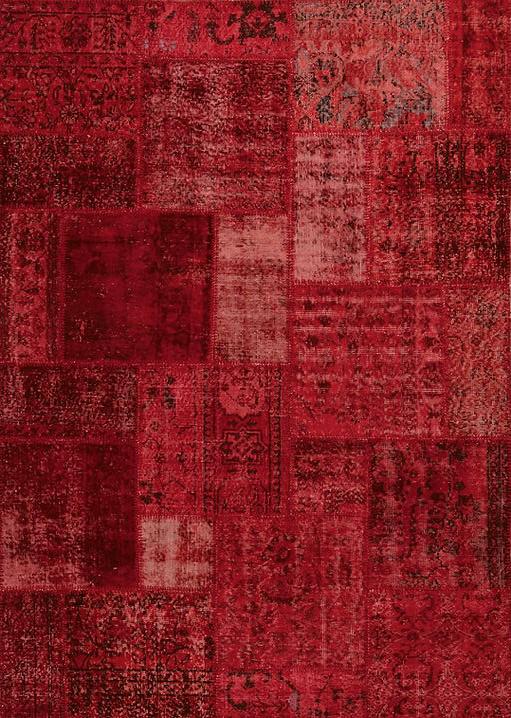 Red Patchwork Handmade Rug