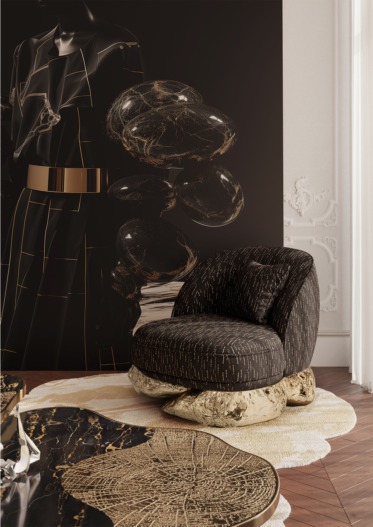 Angora Black Armchair