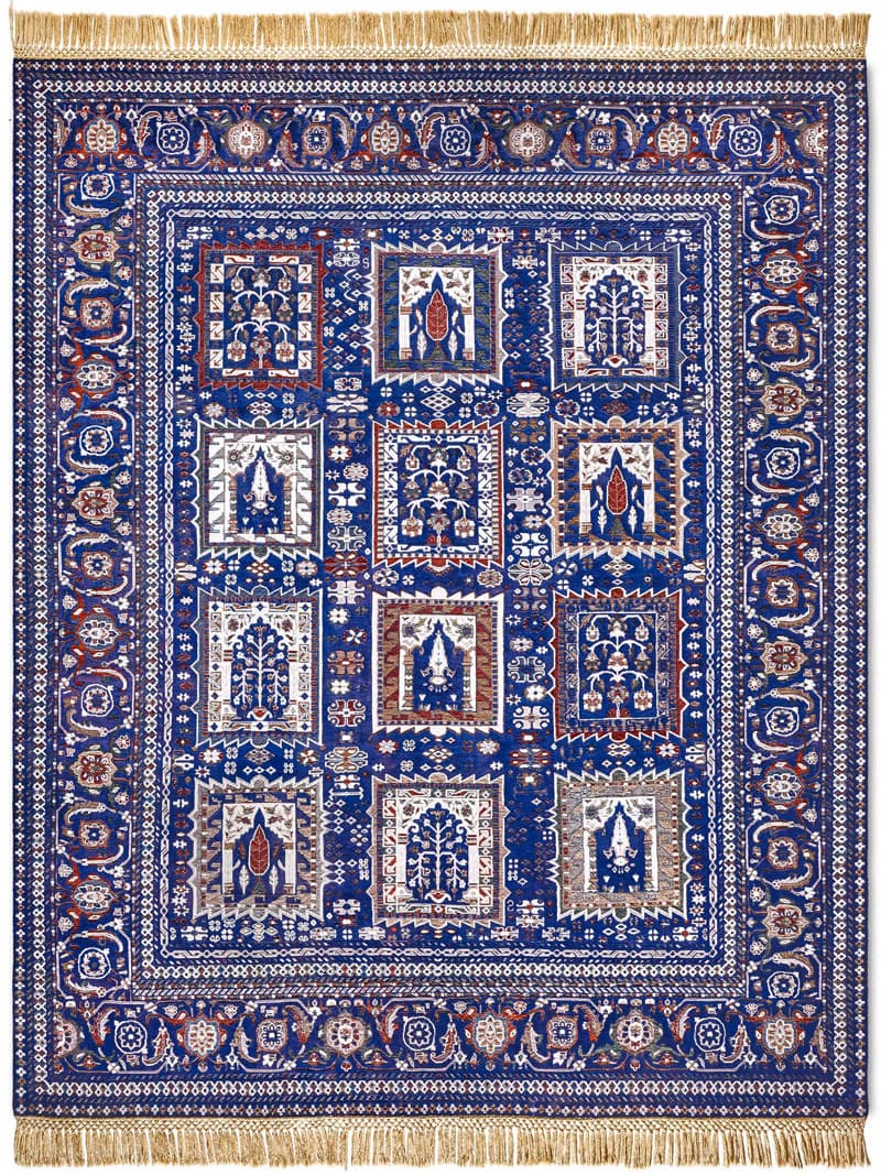 Mughal Blue Hand-Woven Rug ☞ Size: 170 x 240 cm