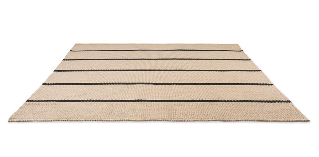 Black/Beige Outdoor Striped Rug ☞ Size: 8' 2" x 11' 6" (250 x 350 cm)