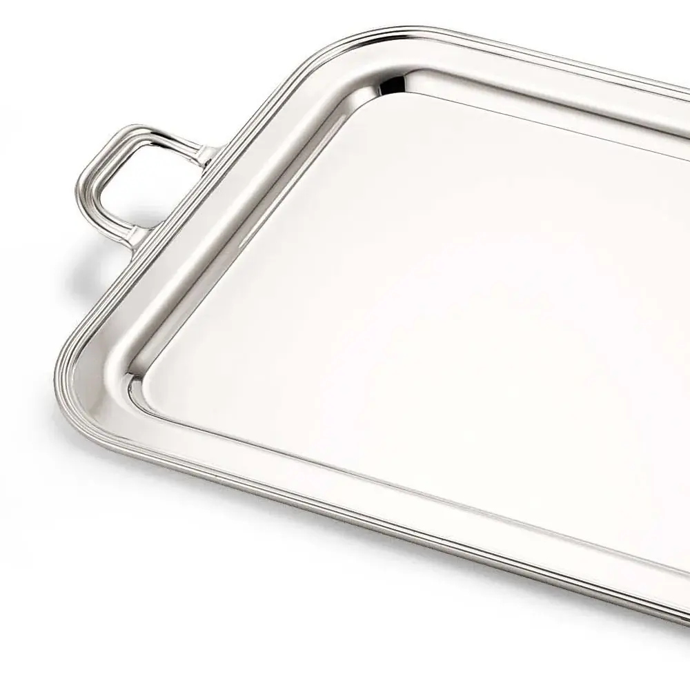 Silver-Plated Rectangular English Tray with Handles