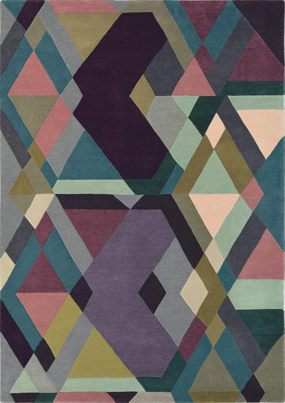 Hand-Tufted Geometric Light-Purple Rug