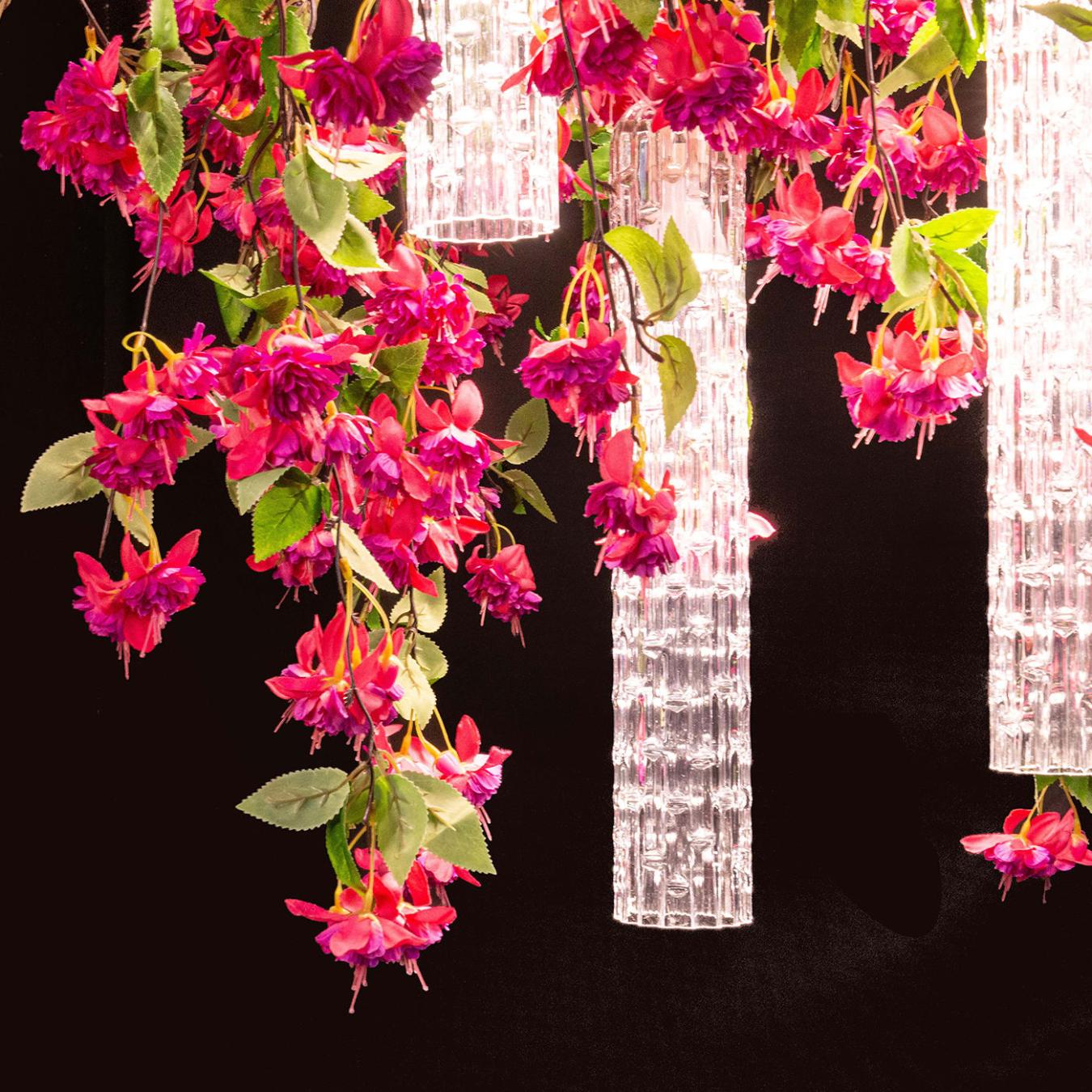 Pink Cascade Square Chandelier
