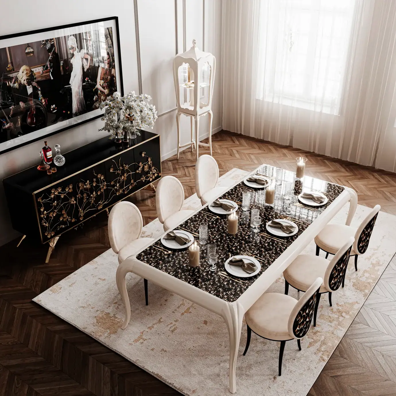 Mistral Exotic Feather Top Dining Table