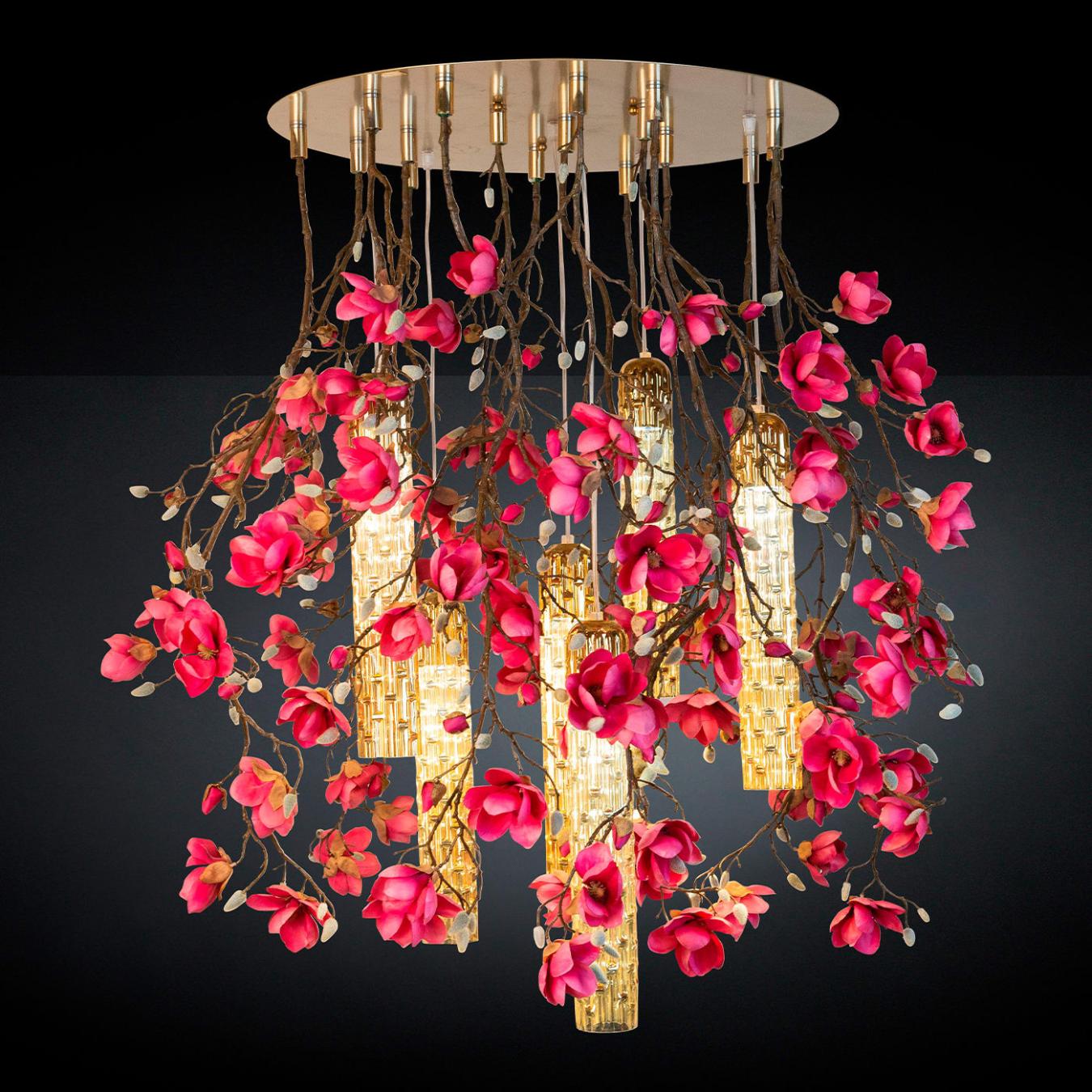 Magnolia Pink Gold Chandelier